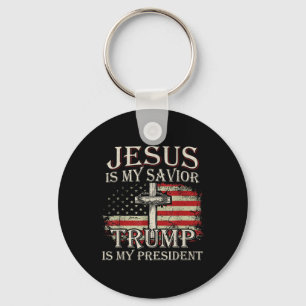Porte-clés Jésus Est Mon Sauveur Trump Est Mon Président Amér