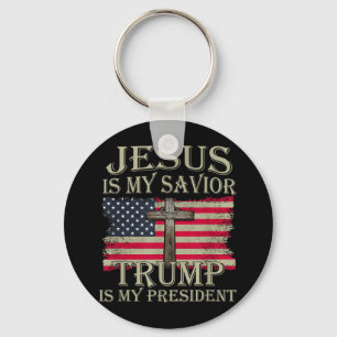 Porte-clés Jésus Est Mon Sauveur Trump Est Mon Président Amér