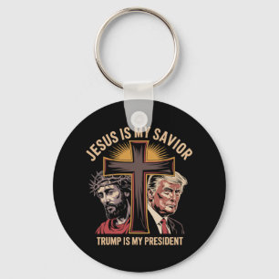 Porte-clés Jésus Est Mon Sauveur Trump Est Mon Président Bibl