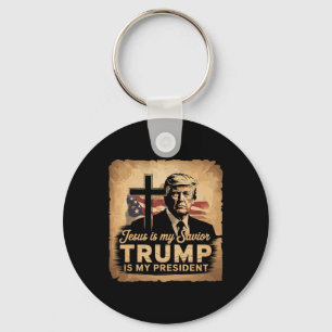 Porte-clés Jésus est mon sauveur Trump est mon président Bibl