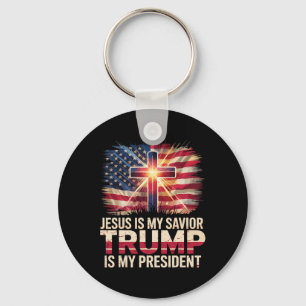 Porte-clés Jésus Est Mon Sauveur Trump Est Mon Président Chri