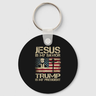 Porte-clés Jésus est mon sauveur Trump est mon président Drap