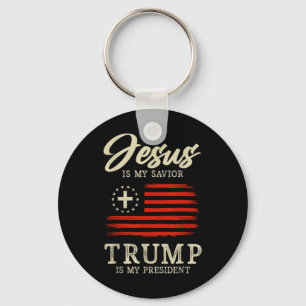 Porte-clés Jésus est mon sauveur Trump est mon président Drap