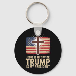 Porte-clés Jésus est mon sauveur Trump est mon président poli