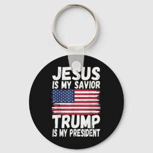 Porte-clés Jésus Est Mon Sauveur Trump Est Mon Président _ Ré