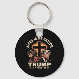 Porte-clés Jésus est mon sauveur Trump est mon président Reli