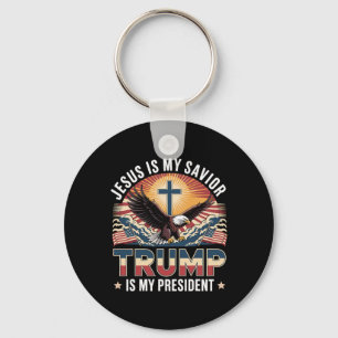 Porte-clés Jésus Est Mon Sauveur Trump Est Mon Président Reli