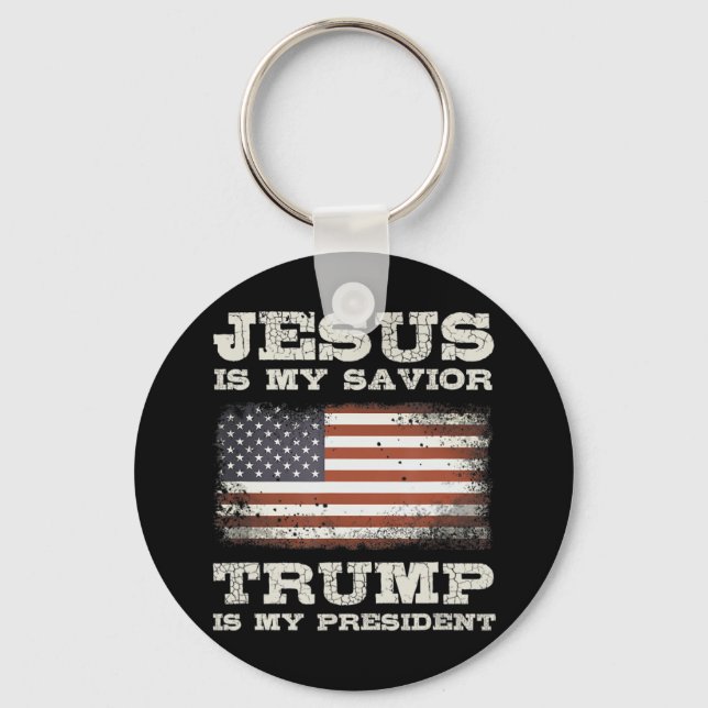 Porte-clés Jésus Est Mon Sauveur, Trump Est Mon Président T-S (Recto)