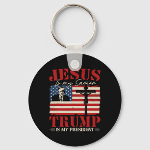 Porte-clés Jésus est mon sauveur Trump est mon président Trum