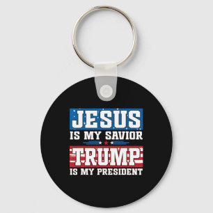 Porte-clés Jésus est mon sauveur Trump est mon président Trum