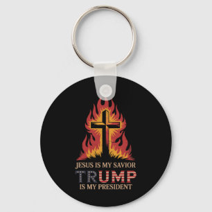 Porte-clés Jésus est mon sauveur Trump mon président conserva