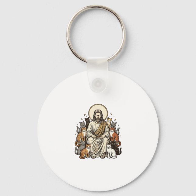 Porte-clés Jésus et Chats Vintage (Recto)