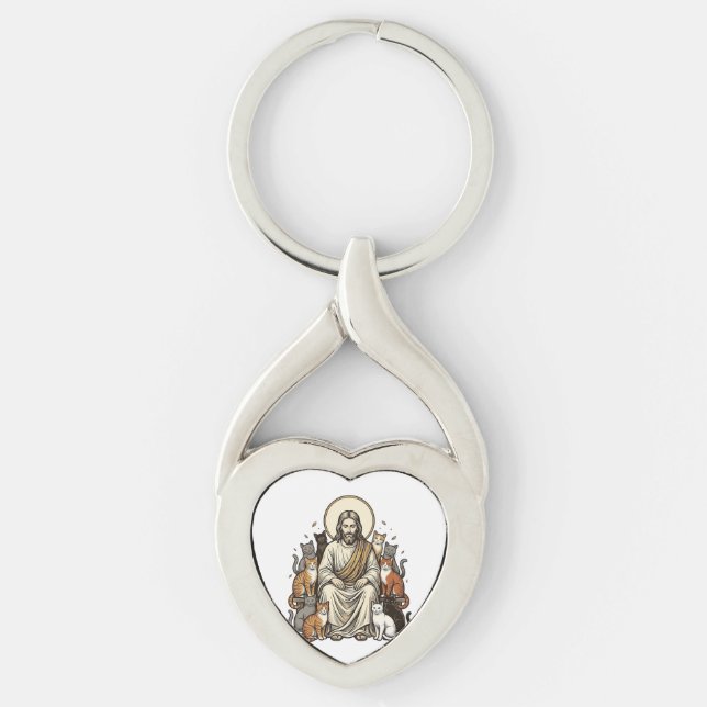Porte-clés Jésus et Chats Vintage (Devant)