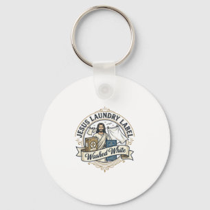 Porte-clés Jesus Étiquette de Lavage Lavé Blanc Jésus Lavage