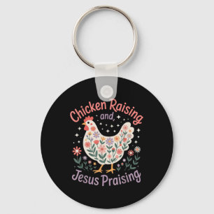 Porte-clés Jésus Félicitant Et Élevant Du Poulet Foi Drôle Fe