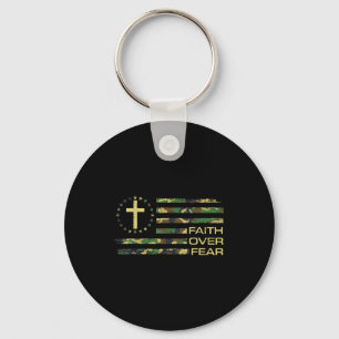 Porte-clés Jésus Foi Sur Croix Camo Drapeau Américain Usa