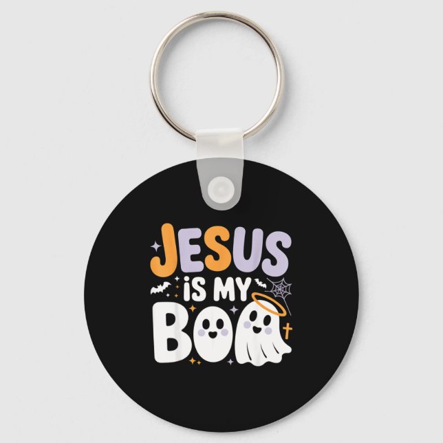Porte-clés Jesus Is My Boo Cute Christian Halloween Ghost Fun (Recto)