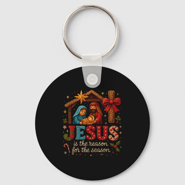 Porte-clés Jesus Is The Reason For Season Yarn Crochet Art De (Recto)