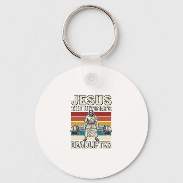 Porte-clés Jésus le souleveur de poids ultime Design Vectorie (Recto)