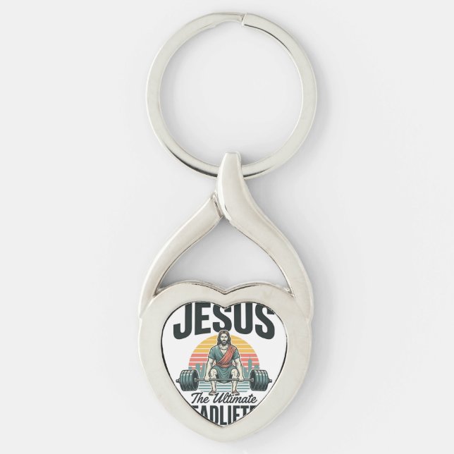 Porte-clés Jésus l'haltérophile ultime vintage (Devant)