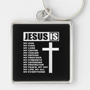 Porte-clés Jésus Love Jesus Is My God My King My Everything