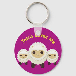 Porte-clés Jésus m'aime Croix berger mouton Porte - clé