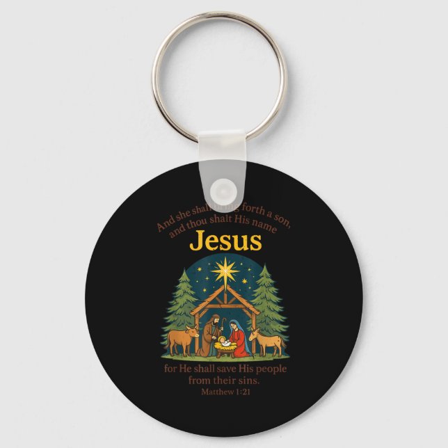 Porte-clés Jesus Nativity Christian Christmas Bible Pjs Toddl (Recto)