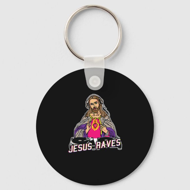 Porte-clés Jesus Raves Christmas EDM Music X-Mas Party Christ (Recto)