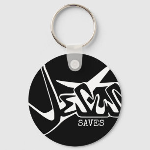 Porte-clés Jésus Sauve Graffiti Noir