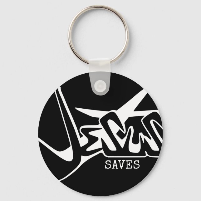Porte-clés Jésus Sauve Graffiti Noir (Recto)