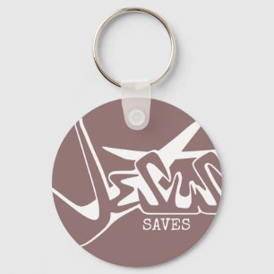 Porte-clés Jésus Sauve Graffiti Rose Mauve
