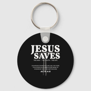 Porte-clés Jésus Sauve Verset Biblique Actes 4_12 Chrétien