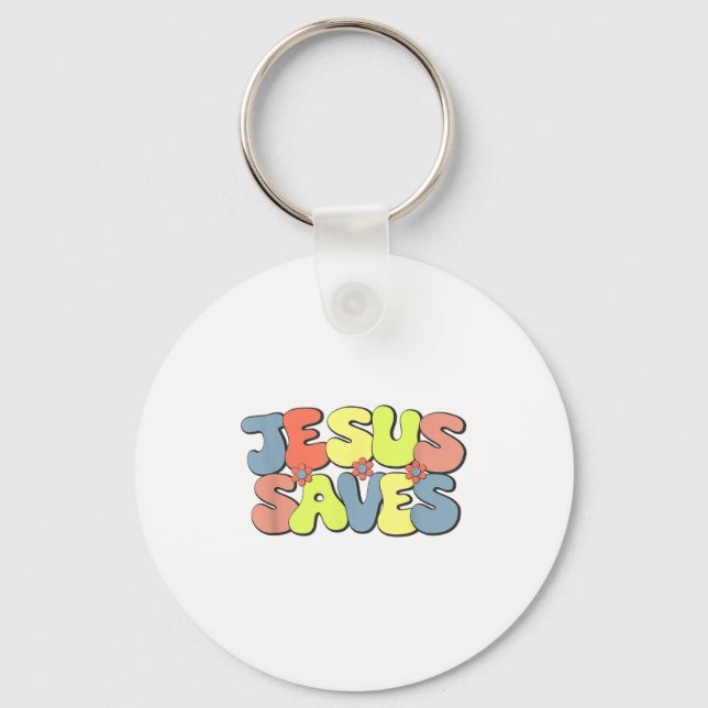 Porte-clés Jesus Saves - Hipe Flower Child Style  (Recto)