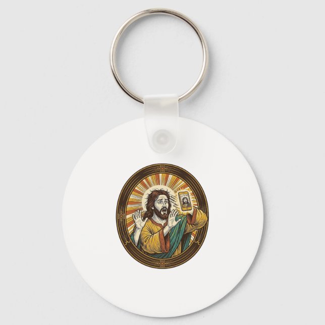 Porte-clés Jesus Selfie Accidentel avec la Caméra Frontale et (Recto)