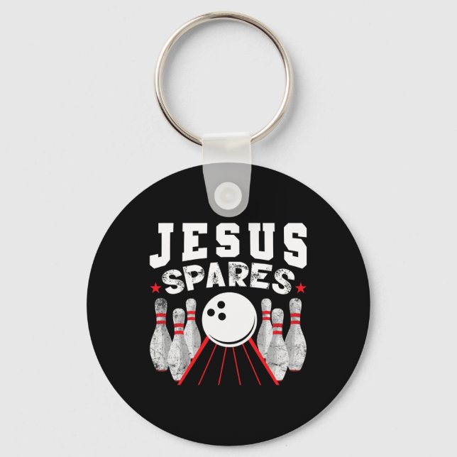 Porte-clés Jesus Spares Funny Christian Bowling (Recto)