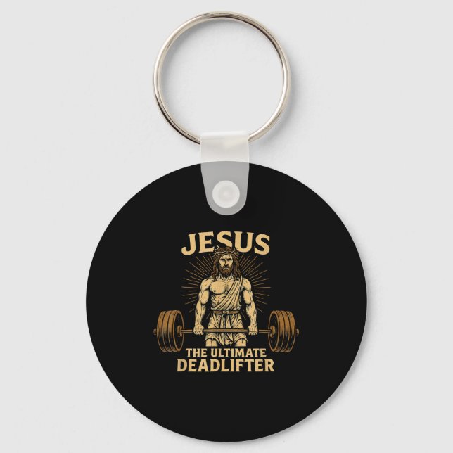 Porte-clés Jesus The Deadlifter Christian Fitness  (Recto)