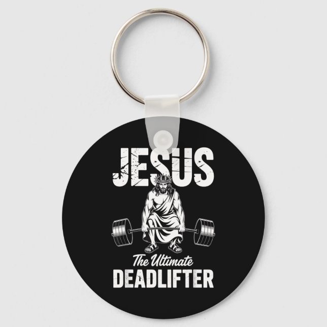 Porte-clés Jesus The Deadlifter Funny Christian Gym Pun  (Recto)