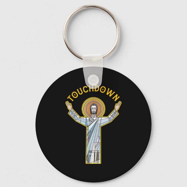 Porte-clés Jesus Touchdown Amusant Citation De Foi Chrétienne (Recto)