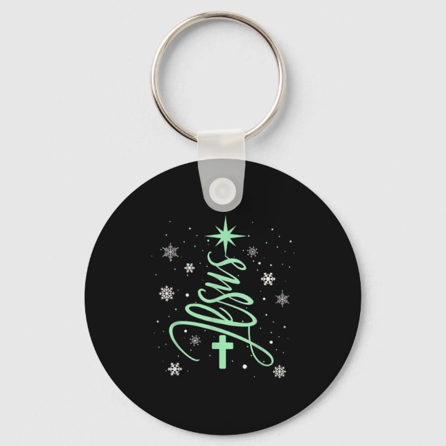 Porte-clés Jesus Tree Christian Christmas Faith Snowflakes Cr (Recto)