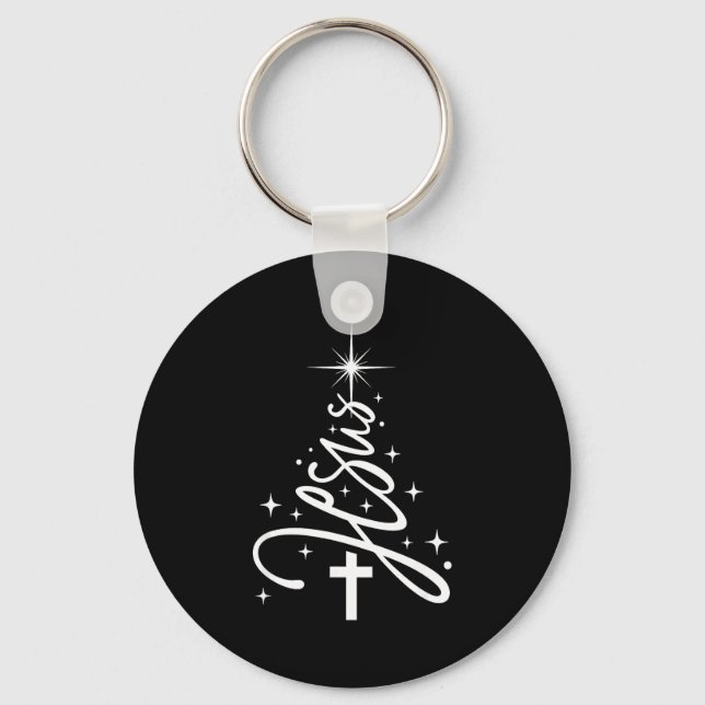 Porte-clés Jesus Tree Christian Christmas Faith Snowflakes Cr (Recto)