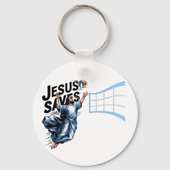 Porte-clés Jesus Volleyball Saves Funky Christian Faith (Recto)