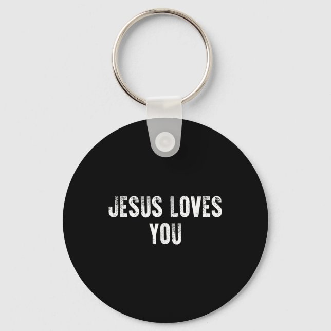 Porte-clés Jésus Vous Aime Foi Religieuse Chrétienne Pour Les (Recto)