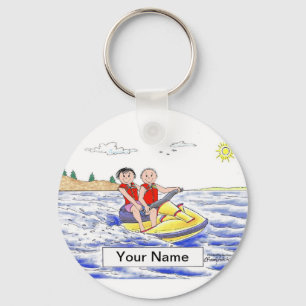 Porte-clés Jet Ski équitation Couple Cartoon par PrintedPerfe