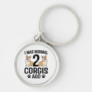 Porte-clés J'étais normal il y a 2 Corgis Chien