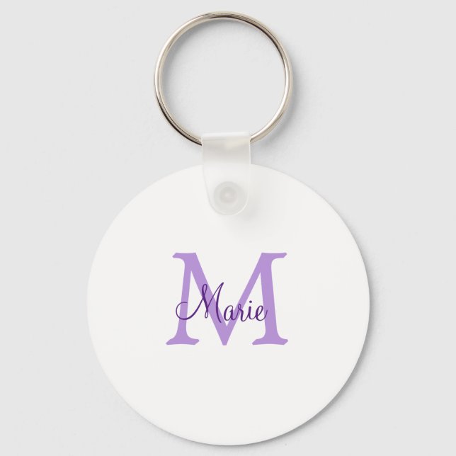 Porte-clés jeté simple minimal ajouter nom monogramme rose ro (Recto)