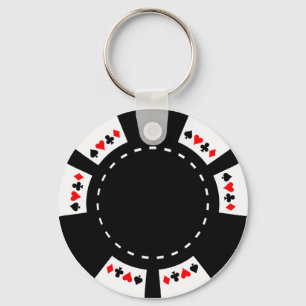 Porte-clés Jeton de poker noir et blanc