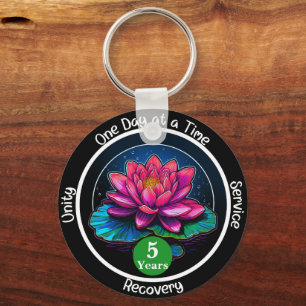 Porte-clés Jeton de Sobriété Lotus   Médaillon personnalisé d