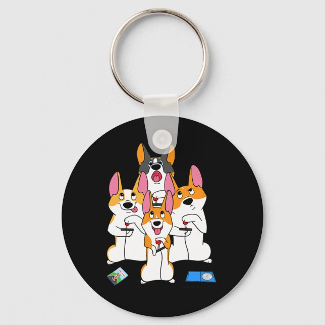 Porte-clés Jeu Corgi Vidéo Jeu Graphique Joueur Mème Jeu (Recto)