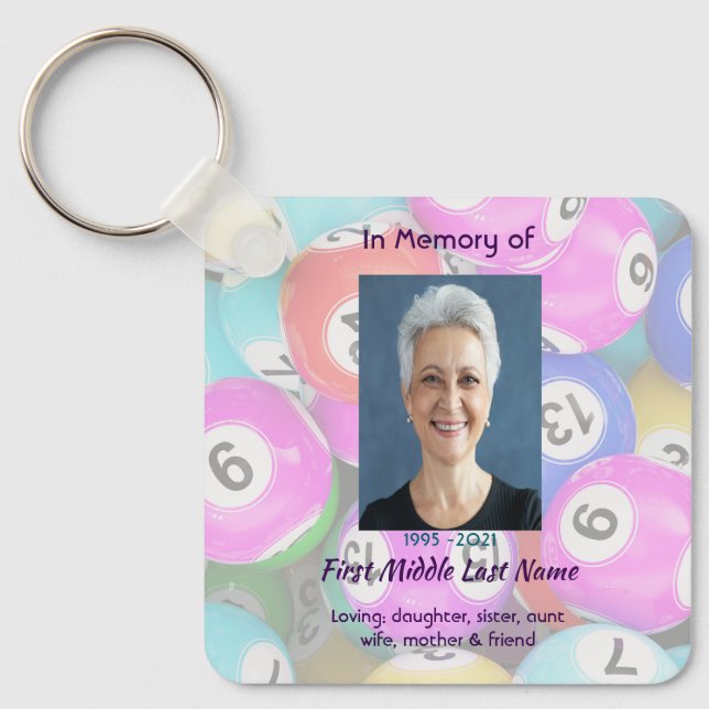 Porte-clés Jeu de bingo de photo souvenir mémorial (Recto)