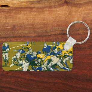 Porte-clés Jeu de football vintage, équipes or contre bleue